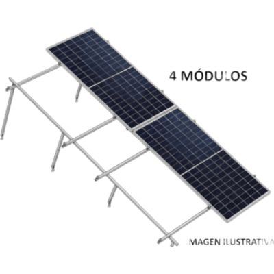 Sistema de Montaje Solar BASEL / 4 Módulos / 645W / 2.382m x 1.134m / Losa Plana / Resistencia 170 km/h / Inclinación 22°