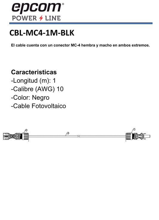 Cable MC4 macho 1 m