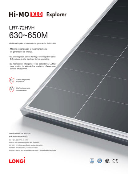 Panel solar Longi 645W