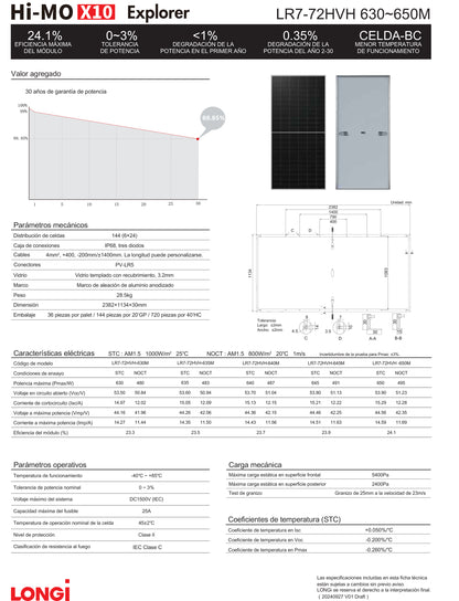 Panel solar Longi 645W